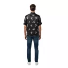 Rough férfi selyem Ing Hummingbird Luxurious nadrág-újj Ing Made of Pure selyem  All-Over Hummingbird Print fekete Méret: XL