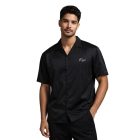 elegáns ROUGH. férfi nadrág-sleeved Ing in a szatén look  minimalist logo embroidery in fekete. Méret: M