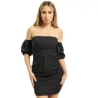 Missguided ruffled pamut poplin ruha in fekete Méret: 40