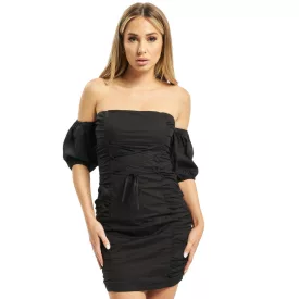 Missguided ruffled pamut poplin ruha in fekete Méret: 40