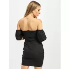 Missguided ruffled pamut poplin ruha in fekete Méret: 40