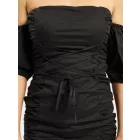 Missguided ruffled pamut poplin ruha in fekete Méret: 40