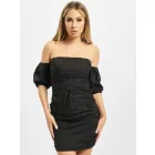 Missguided ruffled pamut poplin ruha in fekete Méret: 40