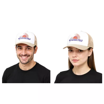 DWD Studioz Unisex férfi női Ipanema Trucker sapka  nagyméretű Embroidery Summer sapka nőknek vagy férfi világos bézs Méret: N