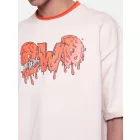 DWD Studioz férfi Drip Logo póló  első Logo Print, kerek nyakú, bézs pamut póló Méret: L
