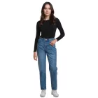 UNEFFECTED női Destroyed Straight Fit Farmer, Mid kék pamut Méret: 26.0