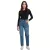 UNEFFECTED női Destroyed Straight Fit Farmer, Mid kék pamut Méret: 27.0