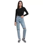 UNEFFECTED női Destroyed Straight Fit Farmer, Ice kék pamut Méret: 28