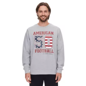   U.S. SPORT AMERICA férfi Pulóver  nagyméretű Lettering, pamut hosszú-Sleeved Ing, Summer pulóver, alkalmi Ing, szürke Méret: L