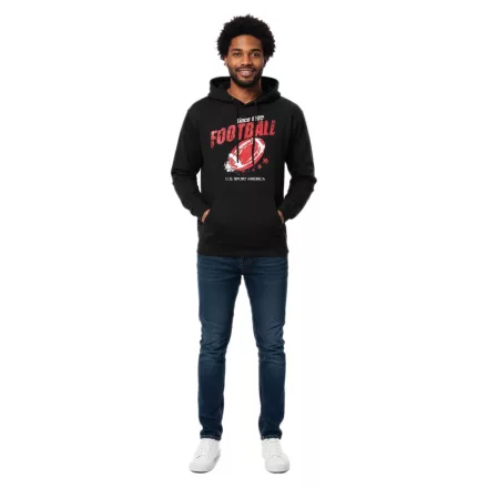 U.S. SPORT AMERICA férfi pulóver  kapucni és nagyméretű Lettering pamut pulóver Summer pulóver Leisure pulóver fekete Méret: XL