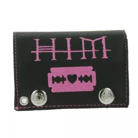   HIM bőr pénztárca  rózsaszín Heartagram Motif, fém pattintós Fasteners, és Lánc, Rocky Gothic stílus LW825951HIM0 fekete/rózsaszín Méret: N