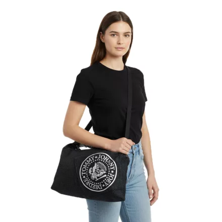 RAMONES Punk Rock szíj válltáska táska női kézi táska  Wide szíj LM108440RAMO fekete/szürke Méret: N