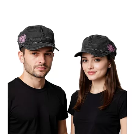 cica Dolls Unisex férfi női sapka, Cadet-stílus pamut sapka  Lánc és kicsi Brim FC110460PCD szürke/rózsaszín Méret: N