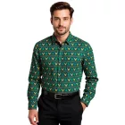 férfi hosszú-Sleeved Ing  karácsony Motif, pamut Ing 961600 zöld Méret: 49_50
