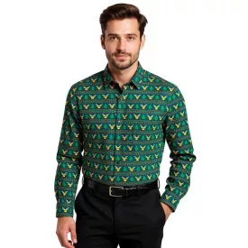   férfi hosszú-Sleeved Ing  karácsony Motif, pamut Ing 961600 zöld Méret: 49_50