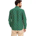 férfi hosszú-Sleeved Ing  karácsony Motif, pamut Ing 961600 zöld Méret: 49_50