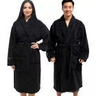 PUMA Unisex férfi női fürdőköpeny  kettő nyitott oldal zseb, Dressing Gown 660008 03 fekete Méret: S_M