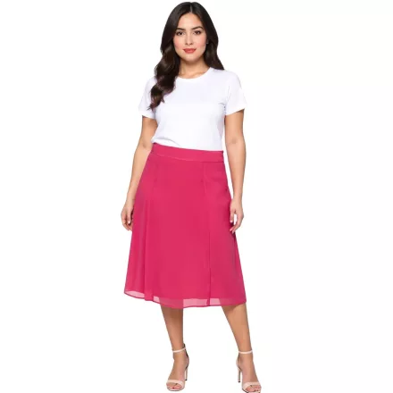 sheego női Szoknya  a Slightly Flared Chiffon Szoknya Plus Sizes 127158 rózsaszín Méret: 46