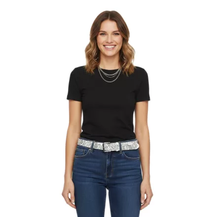 HIM Rock szíj Öv  stílusos minta, ódi bőr Öv, Fan Merchandise BT106248HIM4 fehér/fekete Méret: L