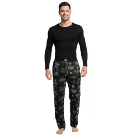   RE:fedett X XBOX Series X Lounge nadrág férfi Pajama nadrág, stílusos Pajama nadrág RCXBX123 fekete/zöld Méret: L