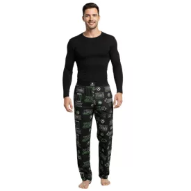   RE:fedett X XBOX Series X Lounge nadrág férfi Pajama nadrág, stílusos Pajama nadrág RCXBX123 fekete/zöld Méret: XL