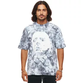  RE:fedett X John Carpenter''s Halloween férfi Tie-Dye póló, kerek nyakú, Fan Ing, RCSTC117, szürke/fehér Méret: L