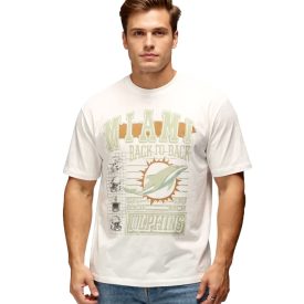   RE:fedett X NFL Miami Dolphins férfi póló  nagyméretű első Print, pamut Ing RCNFL1558, ekrü-fehér Méret: L