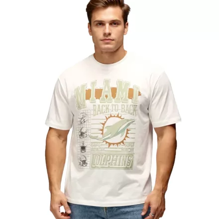 RE:fedett X NFL Miami Dolphins férfi póló  nagyméretű első Print, pamut Ing RCNFL1558, ekrü-fehér Méret: S