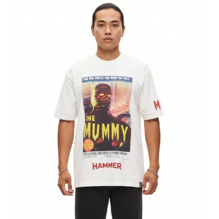 RE:fedett X HAMMER The Mummy férfi póló  nagyméretű első Print, pamut Ing RCSTC109, ekrü-fehér Méret: XL