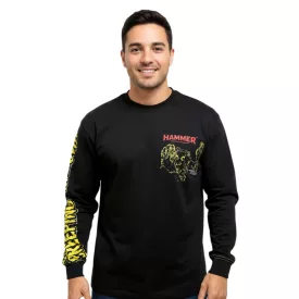   RE:fedett X Hammer Horror Creeping Unknown férfi hosszú-Sleeved Ing  nagyméretű vissza Print, pamut hosszú-újj pulóver RCSTC110, fekete Méret: S