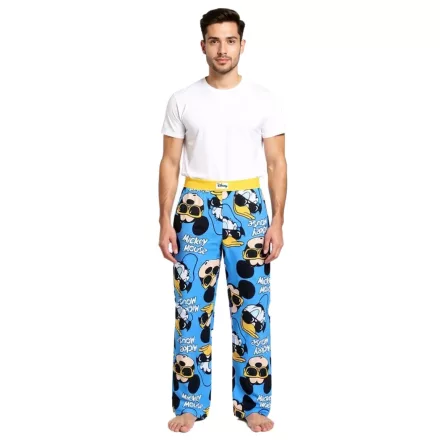 RE:fedett X Disney Mickey és Donald férfi Lounge nadrág, stílusos és Comfortable pamut Pajama nadrág, RCDIF2105, kék/sárga Méret: L