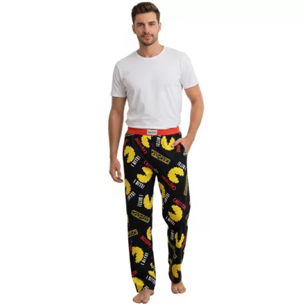 RE:fedett X Pac-férfi Caution I Bite Lounge nadrág férfi Pajama nadrág  Pac-férfi All-Over Print, RCPCM401, fekete/sárga Méret: L