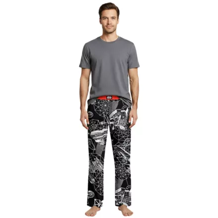 RE: fedett X Star Wars Csillagok Háborúja™ férfi pizsama nadrág Lounge nadrág  Spaceship Print pamut pizsama nadrág modell RCDIF2107 fekete/fehér Méret: S
