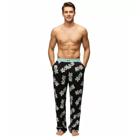 RE:fedett X ACDC Lounge nadrág férfi Pajama nadrág  ACDC All-Over Print, RCPER922 fekete Méret: S