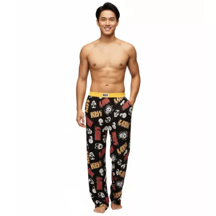 RE:fedett X KISS Lounge nadrág férfi Pajama nadrág  KISS Logo, pamut Pajama nadrág, RCEPIC347 fekete Méret: L