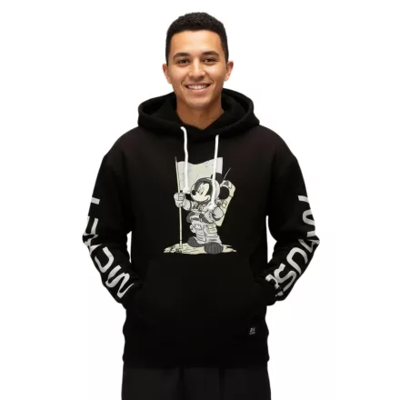 RE:fedett X Disney férfi pulóver  Mickey Mouse Print, pamut pulóver, hosszú-Sleeved Ing, RCDIF2049, fekete Méret: M
