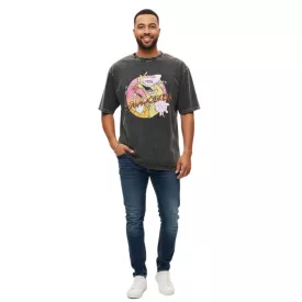   RE:fedett X Cartoon Network férfi póló  tehén & Chicken Print, pamut kerek nyakú, RCWARN754 szürke Méret: S