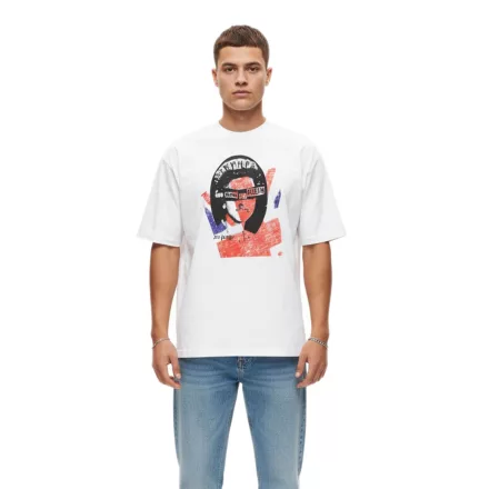 RE:fedett X Nem Pistols férfi póló "God Save the Queen" pamut Ing  nagyméretű Print, kerek nyakú, RCBVD3845 fehér Méret: M
