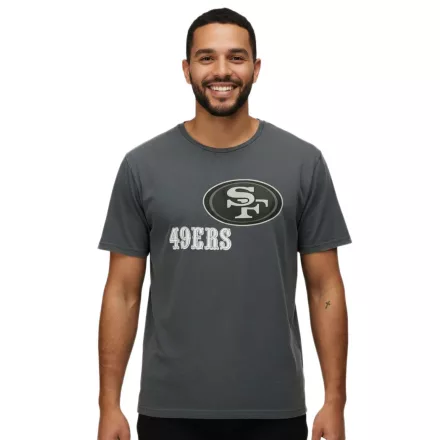 RE:fedett X NFL San Francisco 49ers férfi póló  Logo Print, pamut kerek nyakú, RCNFL1317A szürke Méret: M