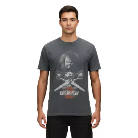 RE:fedett X Chucky 2 gyerek''s Play férfi póló  Doll Print, pamut kerek nyakú, RCUNV2572 szürke Méret: L