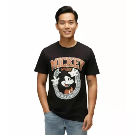   RE:fedett X Disney férfi póló Mickey Mouse the one és Only Print pamut kerek nyakú Ing RCDIF2051 fekete Méret: M
