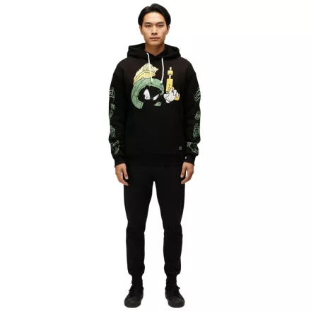 RE:fedett X LOONEY TUNES férfi pulóver  Martian Marvin Print, pamut pulóver, hosszú-Sleeved Ing, RCWARN549, fekete Méret: M
