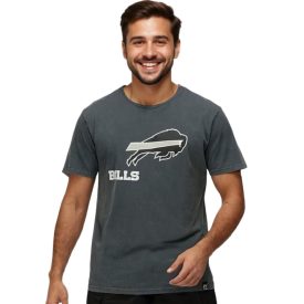   RE:fedett X NFL férfi póló bivaly Bills Logo Lettering pamut Ing kerek nyakú Ing RCNFL1317B szürke Méret: M