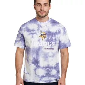   RE:fedett X NFL férfi póló Minnesota Vikings Logo Lettering pamut Ing kerek nyakú Ing RCNFL1390 fehér/lila Méret: S