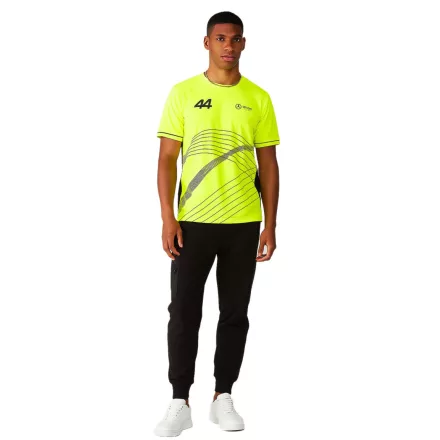 Mercedes-Benz AMG Petronas F1 férfi póló Lewis Hamilton nadrág-újj Jersey 701227120 001 Neon sárga Méret: XS
