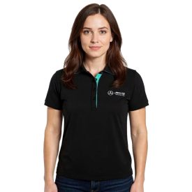   Mercedes-Benz AMG Petronas F1 MAPF1 női Polo Ing, pamut Polo Ing  Team Logos és szín jelölők, nadrág-Sleeved Ing, 701227044 001 fekete Méret: L