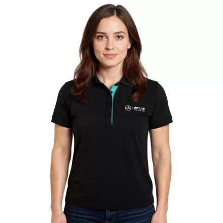 Mercedes-Benz AMG Petronas F1 MAPF1 női Polo Ing, pamut Polo Ing  Team Logos és szín jelölők, nadrág-Sleeved Ing, 701227044 001 fekete Méret: XS