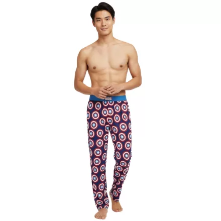 RE:fedett X MARVEL Amerika Kapitány férfi Lounge nadrág  Shield Print, Pajama nadrág PCMARV502, kék/piros Méret: XL