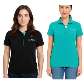   Mercedes-Benz AMG Petronas F1 MAPF1 női pamut Polo Ing  Team Logos és szín jelölők nadrág-Sleeved Ing 701227044 türkiz zöld vagy fekete Méret: XS