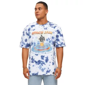   RE:fedett X Space Jam férfi póló  első Print in Tie-Dye Look, pamut kerek nyakú, RCWARN751 kék Méret: M